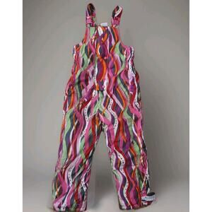 Hanna Anderson Outdoor Girls Snow Ski Bib Overalls Sz 130 US Sz 8 Colorful Pink